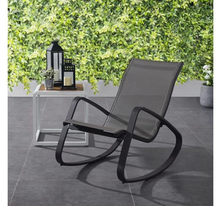 Modway Traveler Rocking Outdoor Patio Mesh Sling Lounge Chair - Espresso - Lifestyle
