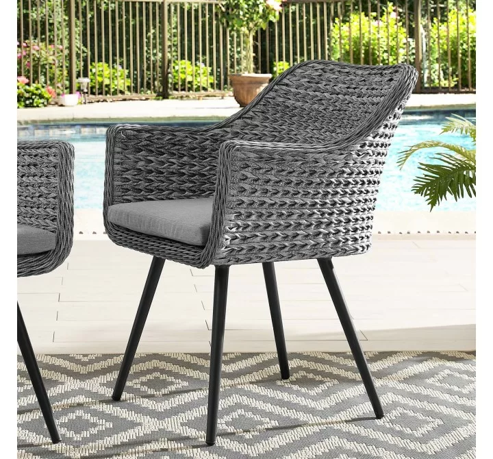 Modway Endeavor Outdoor Patio Wicker Rattan Dining Armchair - Gray Gray - Lifestyle