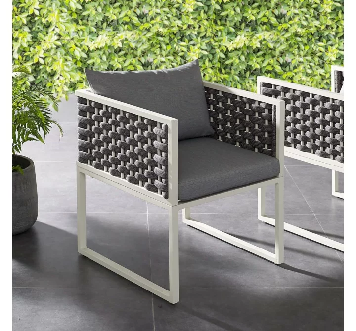 Modway Stance Outdoor Patio Aluminum Dining Armchair in White Gray - Lifestyle