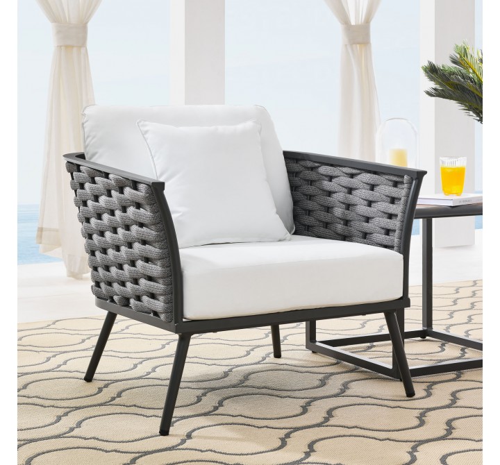 Modway Stance Outdoor Patio Aluminum Armchair in Gray White - Lifestyle
