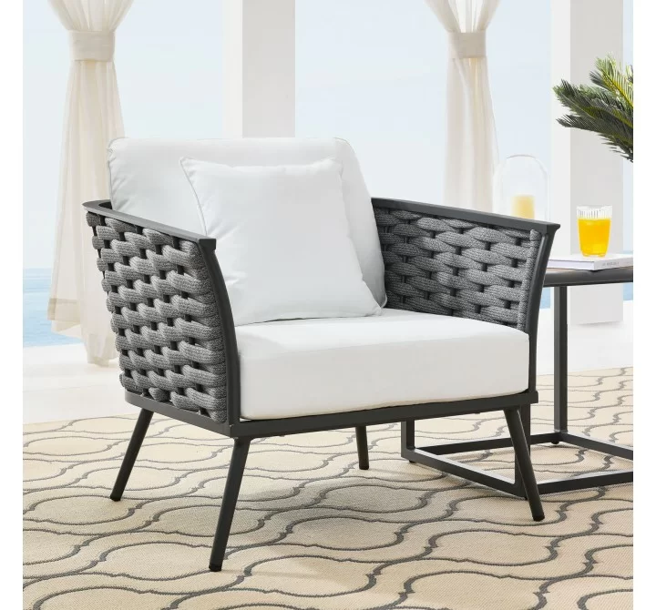Modway Stance Outdoor Patio Aluminum Armchair in Gray White - Lifestyle
