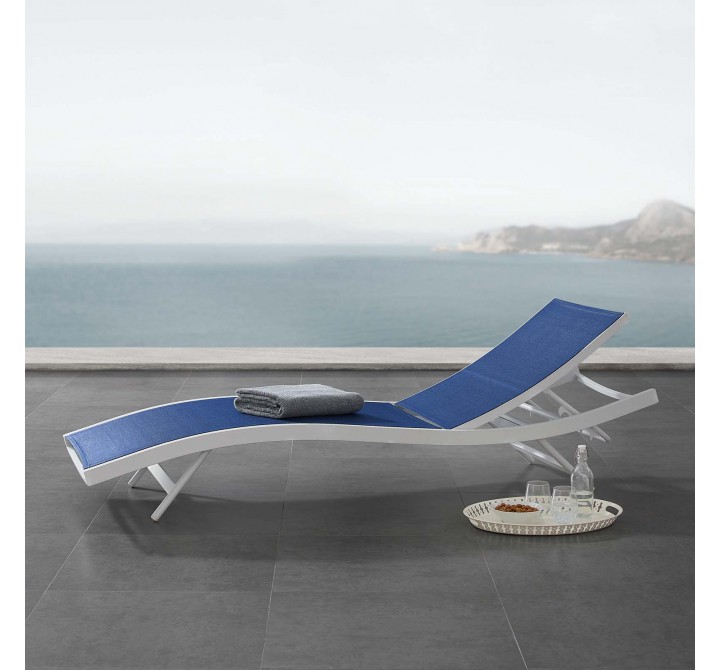 Modway Glimpse Outdoor Patio Mesh Chaise Lounge Chair in White Navy - Lifestyle