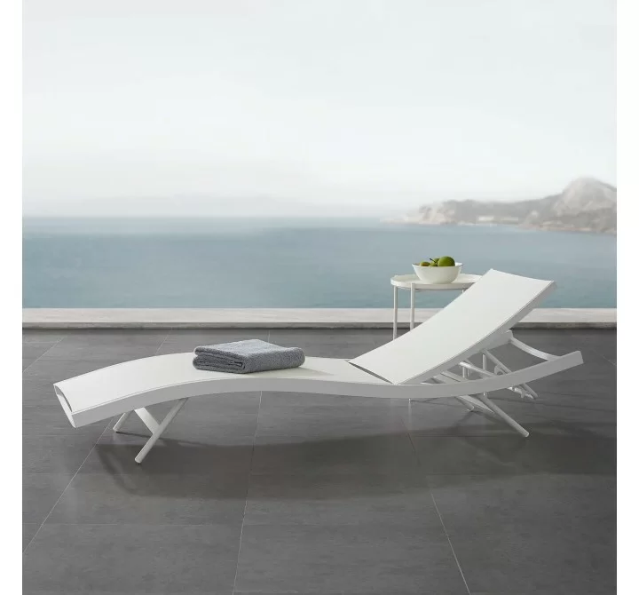 Modway Glimpse Outdoor Patio Mesh Chaise Lounge Chair - White White - Lifestyle