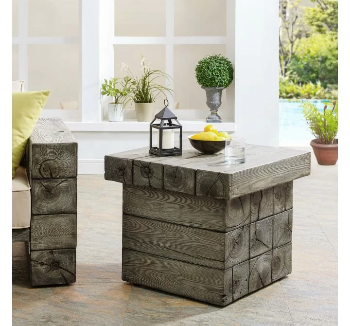 Modway Manteo Rustic Coastal Outdoor Patio Side Table - Light Gray - Lifestyle