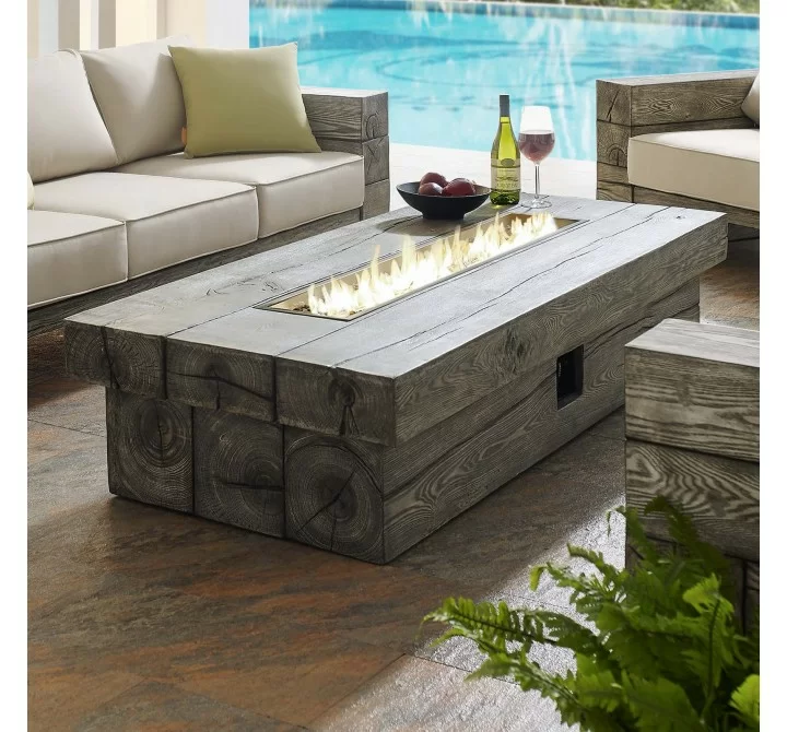 Modway Manteo 70" Rectangular Outdoor Patio Fire Pit Table - Light Gray - Lifestyle