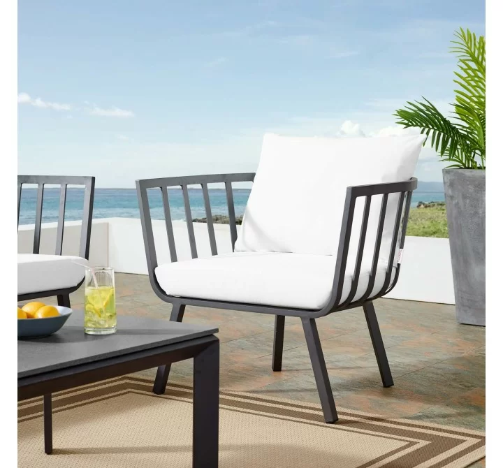 Modway Riverside Outdoor Patio Aluminum Armchair in Gray White - Lifestyle