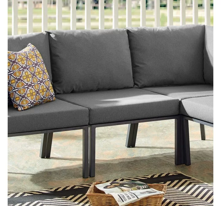 Modway Riverside Outdoor Patio Aluminum Armless Chair in Gray Charcoal - Lifestyle