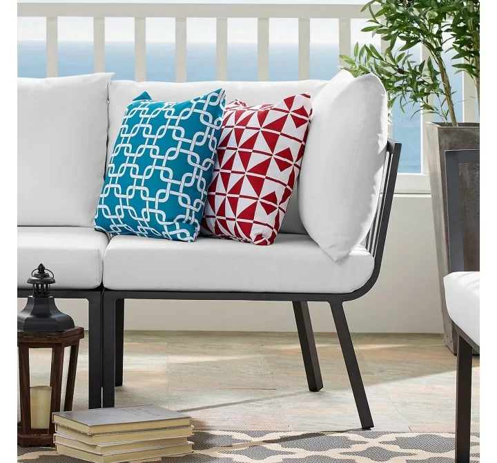 Modway Riverside Outdoor Patio Aluminum Corner Chair in Gray White - Lifestyle