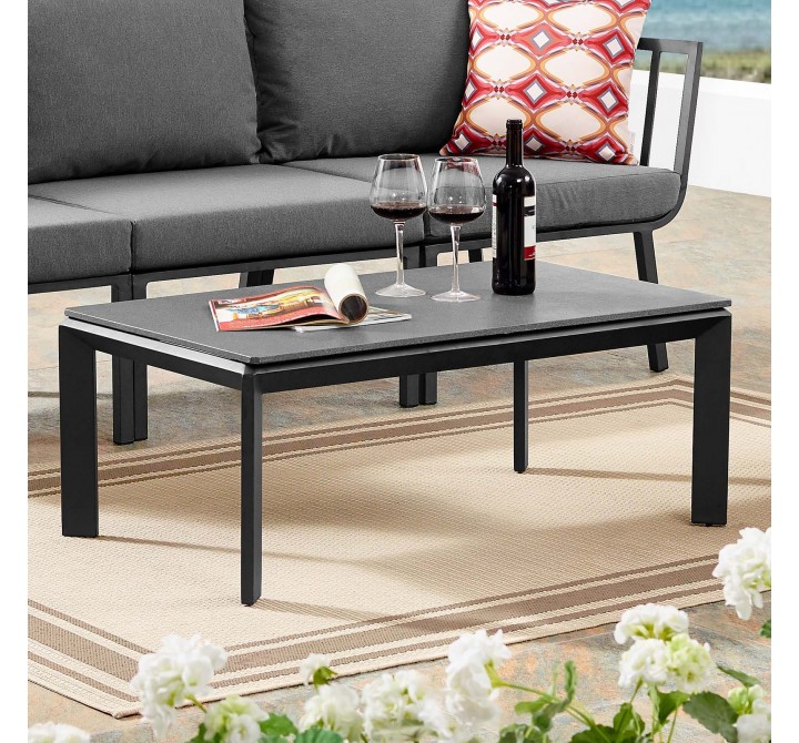 Modway Riverside Aluminum Outdoor Patio Coffee Table in Gray - Lifestyle