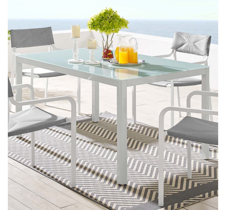 Modway Raleigh 59" Outdoor Patio Aluminum Dining Table - White - Lifestyle