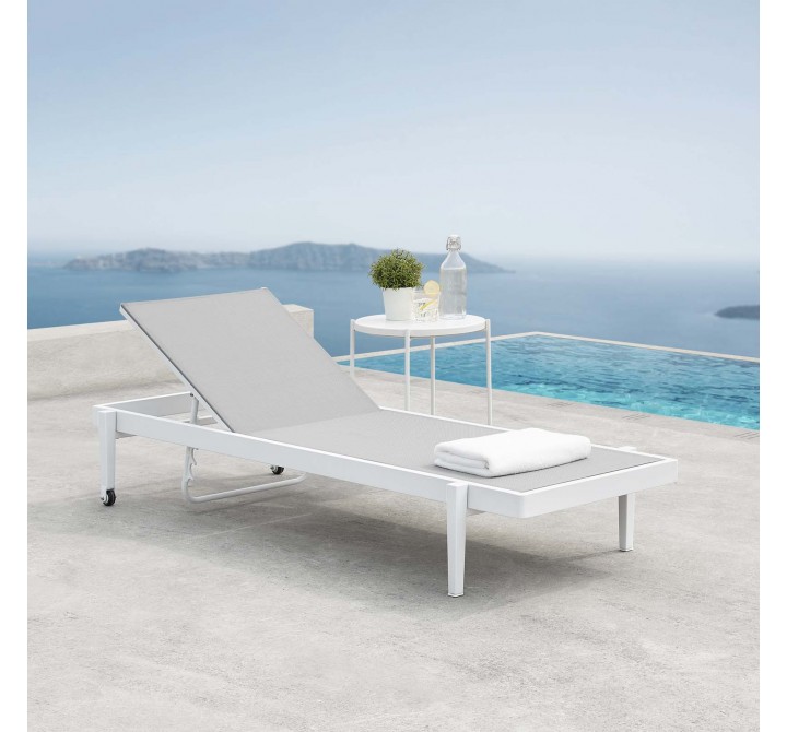 Modway Charleston Outdoor Patio Chaise Lounge Chair - White Gray - Lifestyle