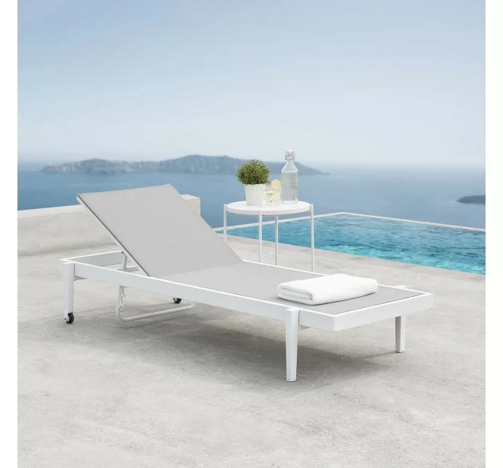 Modway Charleston Outdoor Patio Chaise Lounge Chair - White Gray - Lifestyle