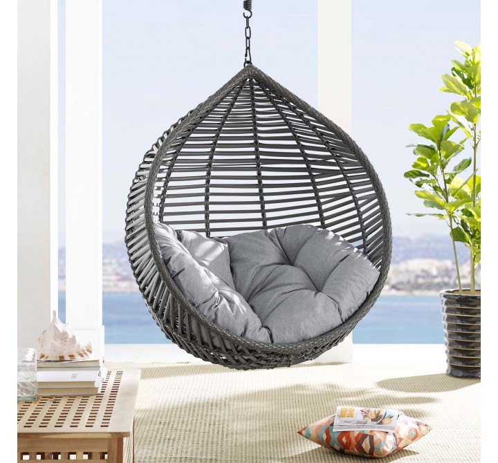 Modway Garner Teardrop Outdoor Patio Swing Chair Without Stand - Gray Gray - Lifestyle