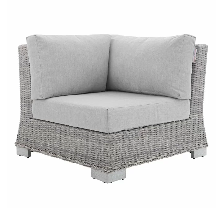 Modway Conway Sunbrella® Outdoor Patio Wicker Rattan Corner Chair - Light Gray Gray - Front Angle