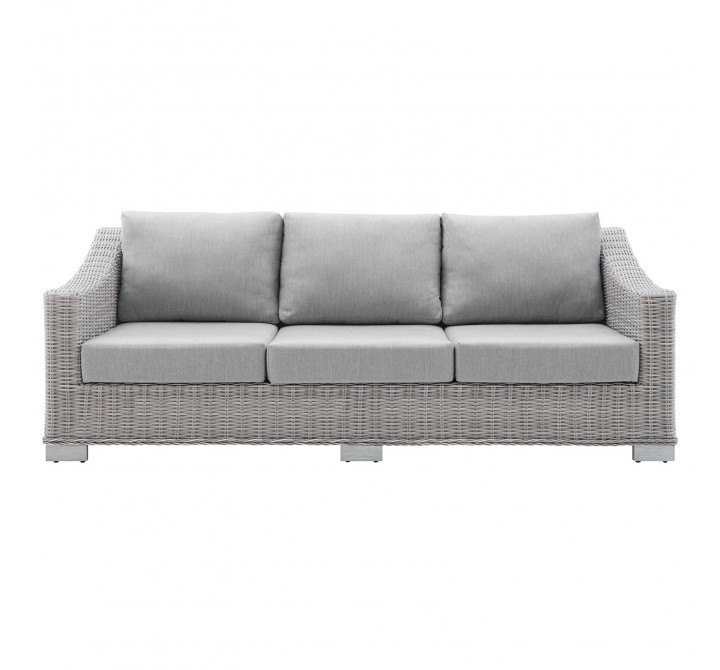 Modway Conway Sunbrella® Outdoor Patio Wicker Rattan Sofa - Light Gray Gray - Front Angle