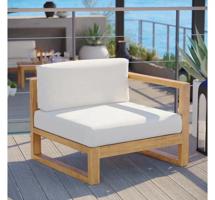 Modway Upland Outdoor Patio Right-Arm Chair - Natural White - Lifestyle