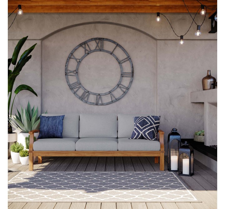 Modway Marina Outdoor Patio Teak Sofa - Natural Gray - Lifestyle