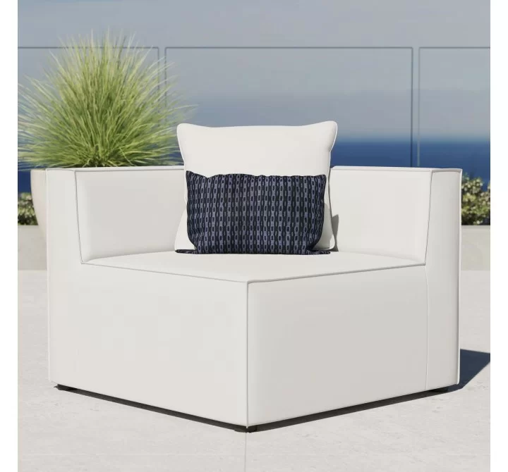Modway Saybrook Outdoor Patio Upholstered Sectional Sofa Corner Chair - White - Lifestyle