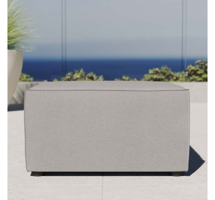 Modway Saybrook Outdoor Patio Upholstered Sectional Sofa Ottoman in Gray - Lifestyle