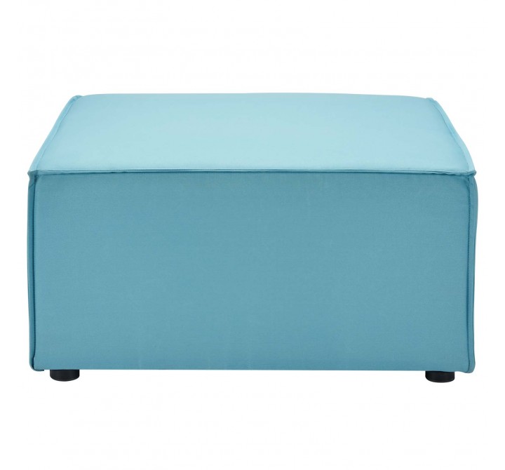 Modway Saybrook Outdoor Patio Upholstered Sectional Sofa Ottoman in Turquoise - Front Angle