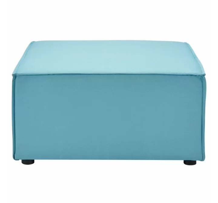 Modway Saybrook Outdoor Patio Upholstered Sectional Sofa Ottoman in Turquoise - Front Angle