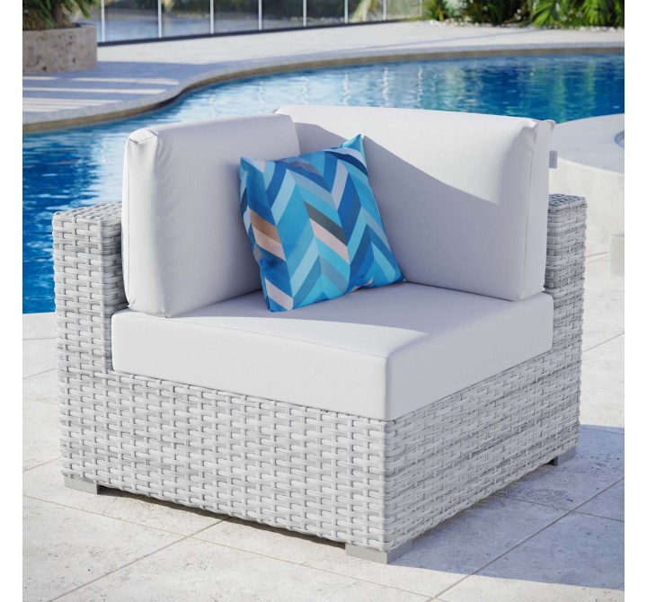 Modway Convene Outdoor Patio Corner Chair - Light Gray White - Lifestyle