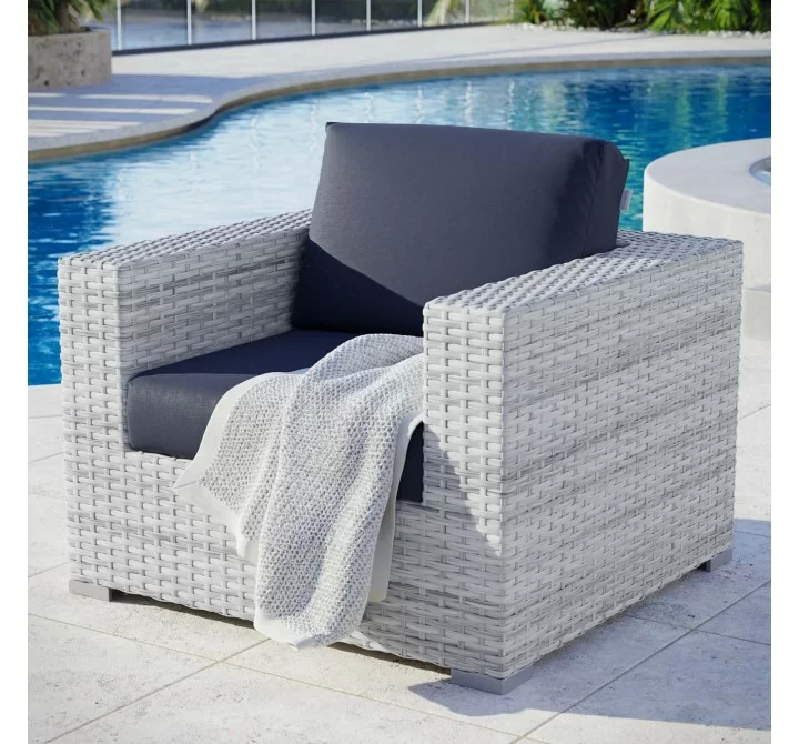 Modway Convene Outdoor Patio Armchair in Light Gray Navy - Lifestyle