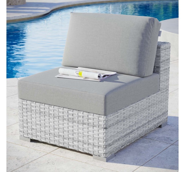 Modway Convene Outdoor Patio Armless Chair in Light Gray Gray - Lifestyle