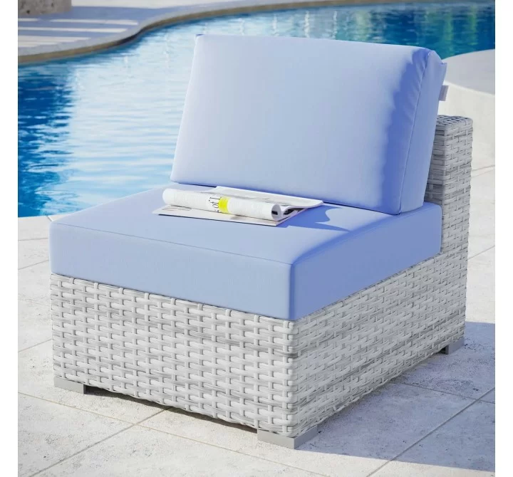 Modway Convene Outdoor Patio Armless Chair - Light Gray Light Blue - Lifestyle
