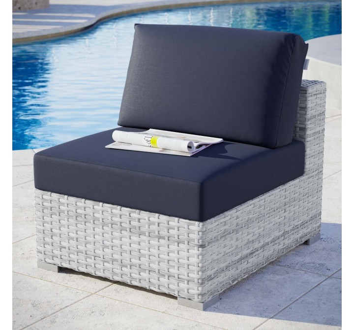 Modway Convene Outdoor Patio Armless Chair - Light Gray Navy - Lifestyle