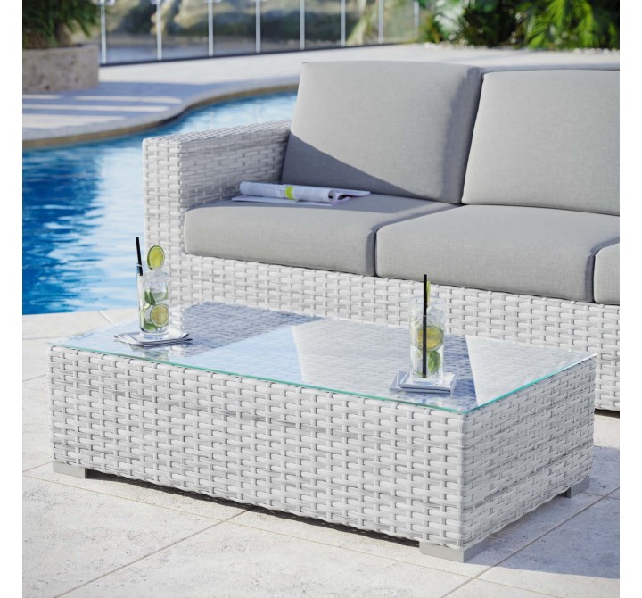 Modway Convene Outdoor Patio Coffee Table - Light Gray - Lifestyle