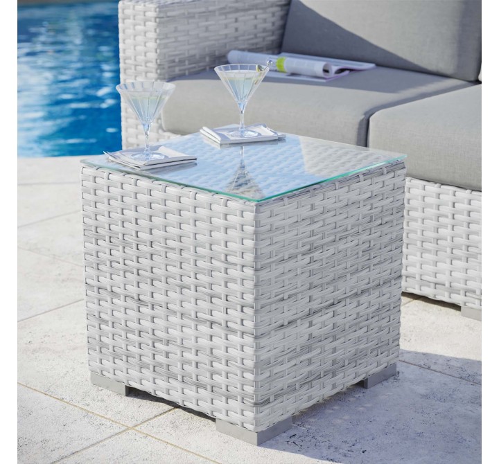 Modway Convene Outdoor Patio Side Table - Light Gray - Lifestyle