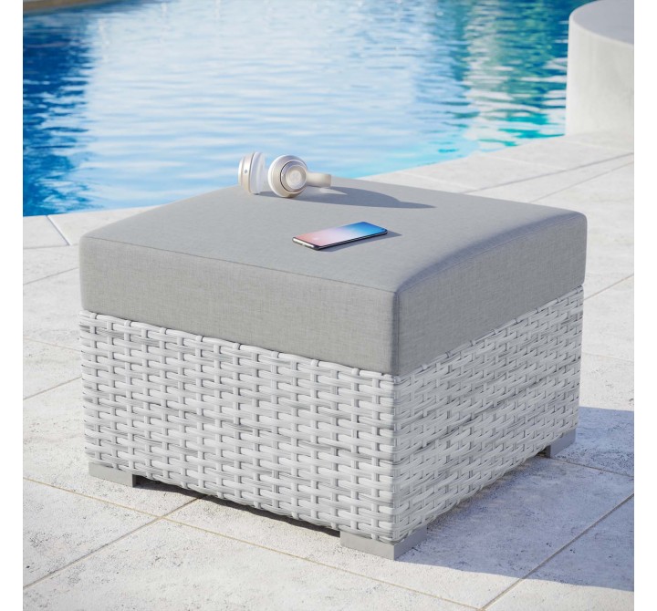 Modway Convene Outdoor Patio Ottoman in Light Gray Gray - Lifestyle