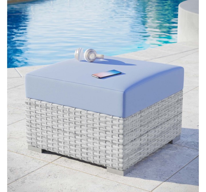 Modway Convene Outdoor Patio Ottoman - Light Gray Light Blue - Lifestyle