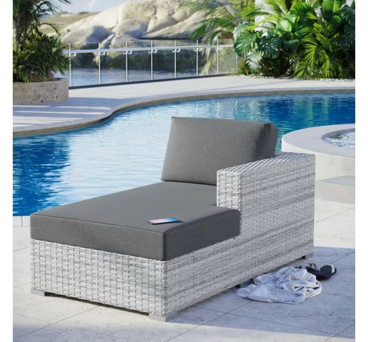 Modway Convene Outdoor Patio Right Chaise - Light Gray Charcoal - Lifestyle