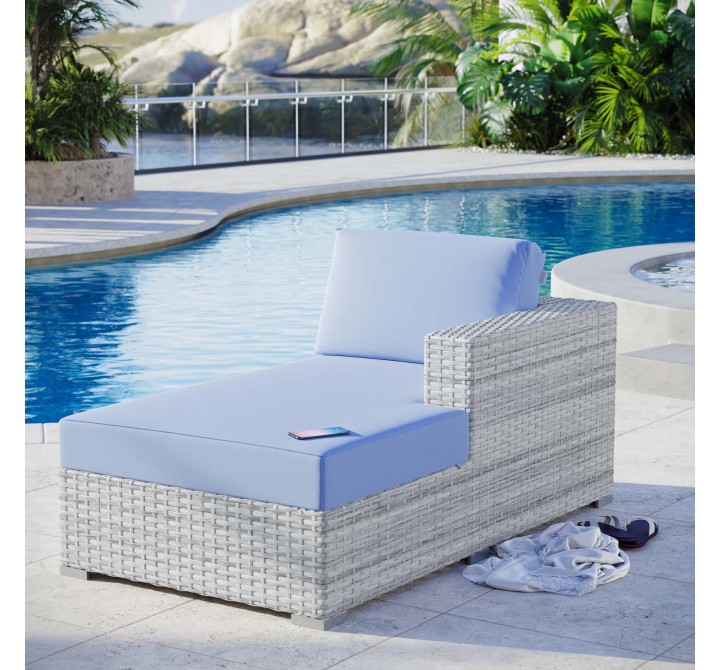 Modway Convene Outdoor Patio Right Chaise - Light Gray Light Blue - Lifestyle