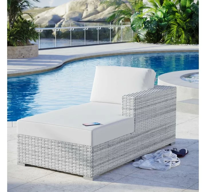 Modway Convene Outdoor Patio Right Chaise in Light Gray White - Lifestyle