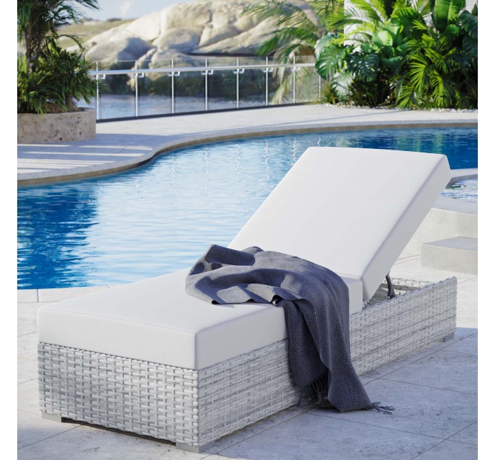 Modway Convene Outdoor Patio Chaise - Light Gray White - Lifestyle