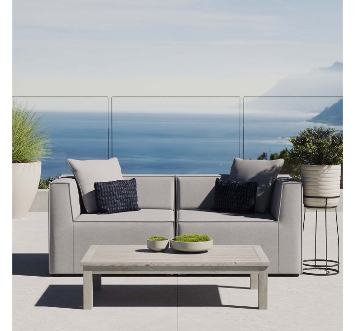 Modway Saybrook Outdoor Patio Upholstered 2-Piece Sectional Sofa Loveseat - Gray - Lifestyle