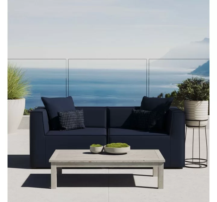 Modway Saybrook Outdoor Patio Upholstered 2-Piece Sectional Sofa Loveseat - Navy - Lifesttyle