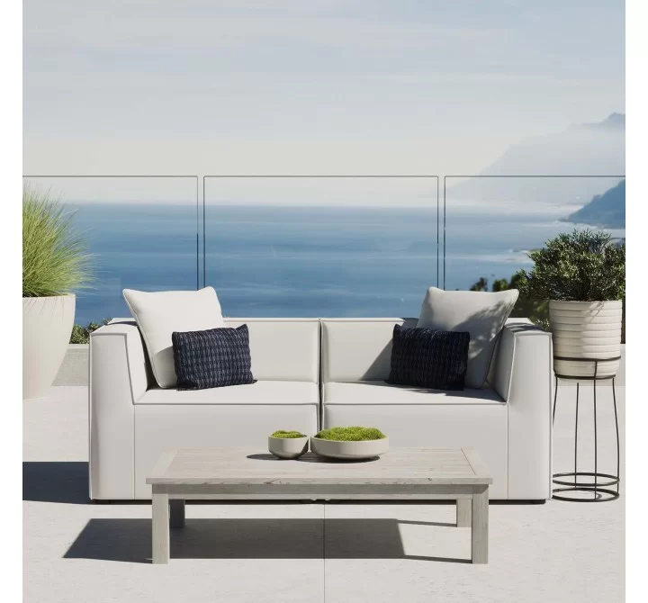 Modway Saybrook Outdoor Patio Upholstered 2-Piece Sectional Sofa Loveseat - White - Lifestyle