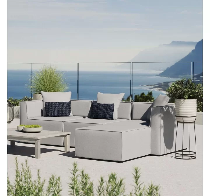 Modway Saybrook Outdoor Patio Upholstered 4-Piece Sectional Sofa - Gray - Lifestyle