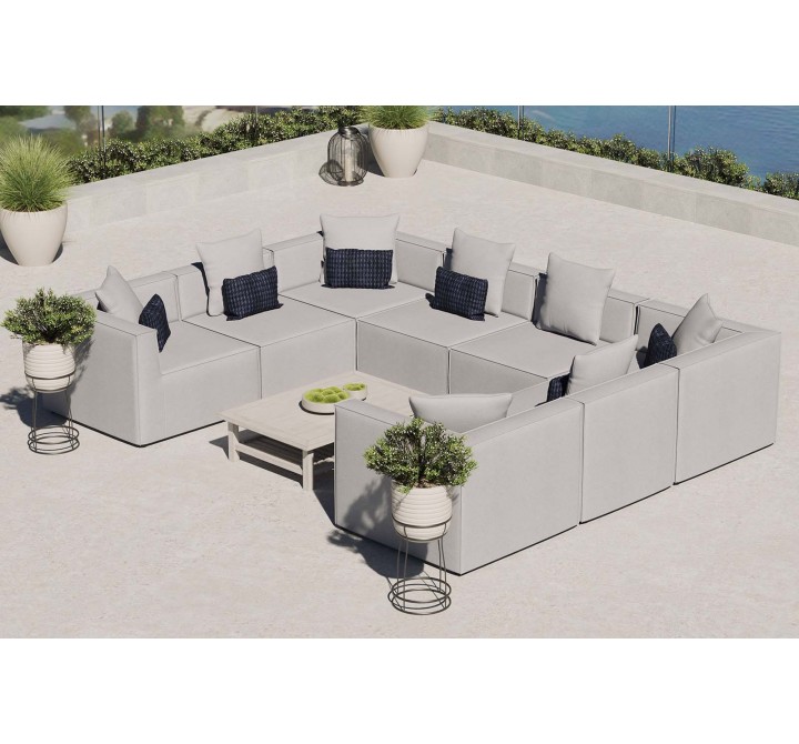 Modway Saybrook Outdoor Patio Upholstered 8-Piece Sectional Sofa - Gray - Lifestyle