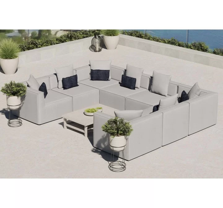 Modway Saybrook Outdoor Patio Upholstered 8-Piece Sectional Sofa - Gray - Lifestyle