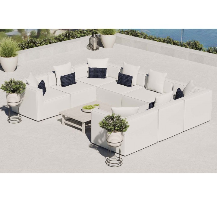 Modway Saybrook Outdoor Patio Upholstered 8-Piece Sectional Sofa - White - Lifestyle