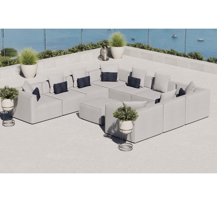Modway Saybrook Outdoor Patio Upholstered 10-Piece Sectional Sofa - Gray - Lifestyle