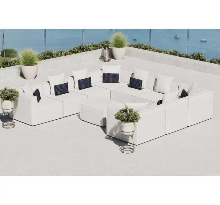 Modway Saybrook Outdoor Patio Upholstered 10-Piece Sectional Sofa - White - Lifestyle