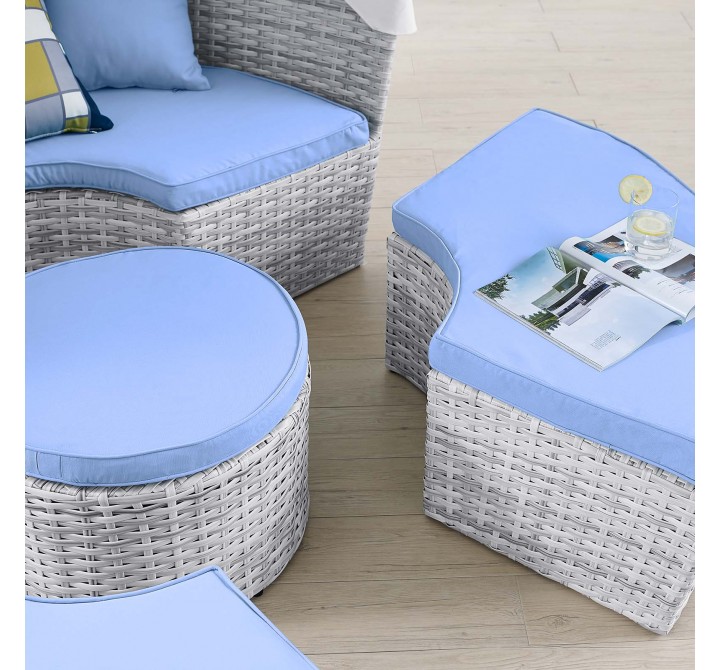 Modway Scottsdale Canopy Outdoor Patio Daybed in Light Gray Light Blue - Lifestyle