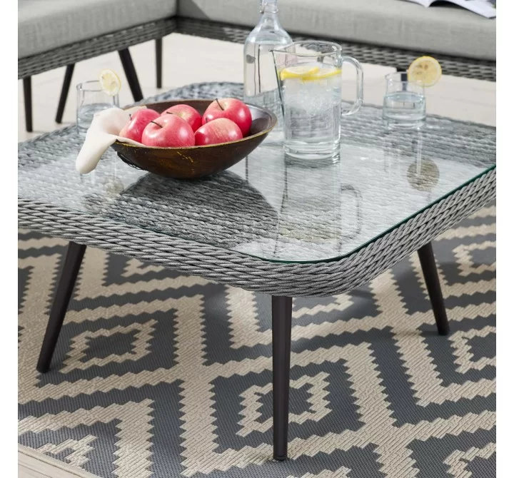 Modway Endeavor Outdoor Patio Wicker Rattan Square Coffee Table - Gray - Lifestyle