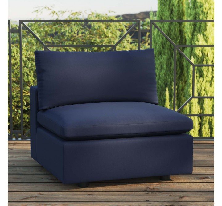 Modway Commix Overstuffed Outdoor Patio Armless Chair in Navy - Lifestyle